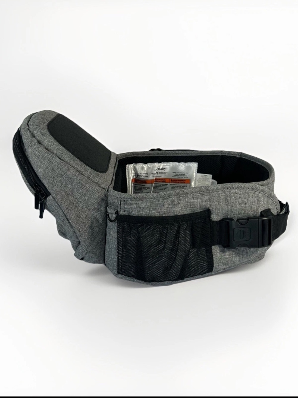 Tushbaby Hip Carrier - Grey Adjustable Quilted Padded Bottle Holder - Picture 5 of 16